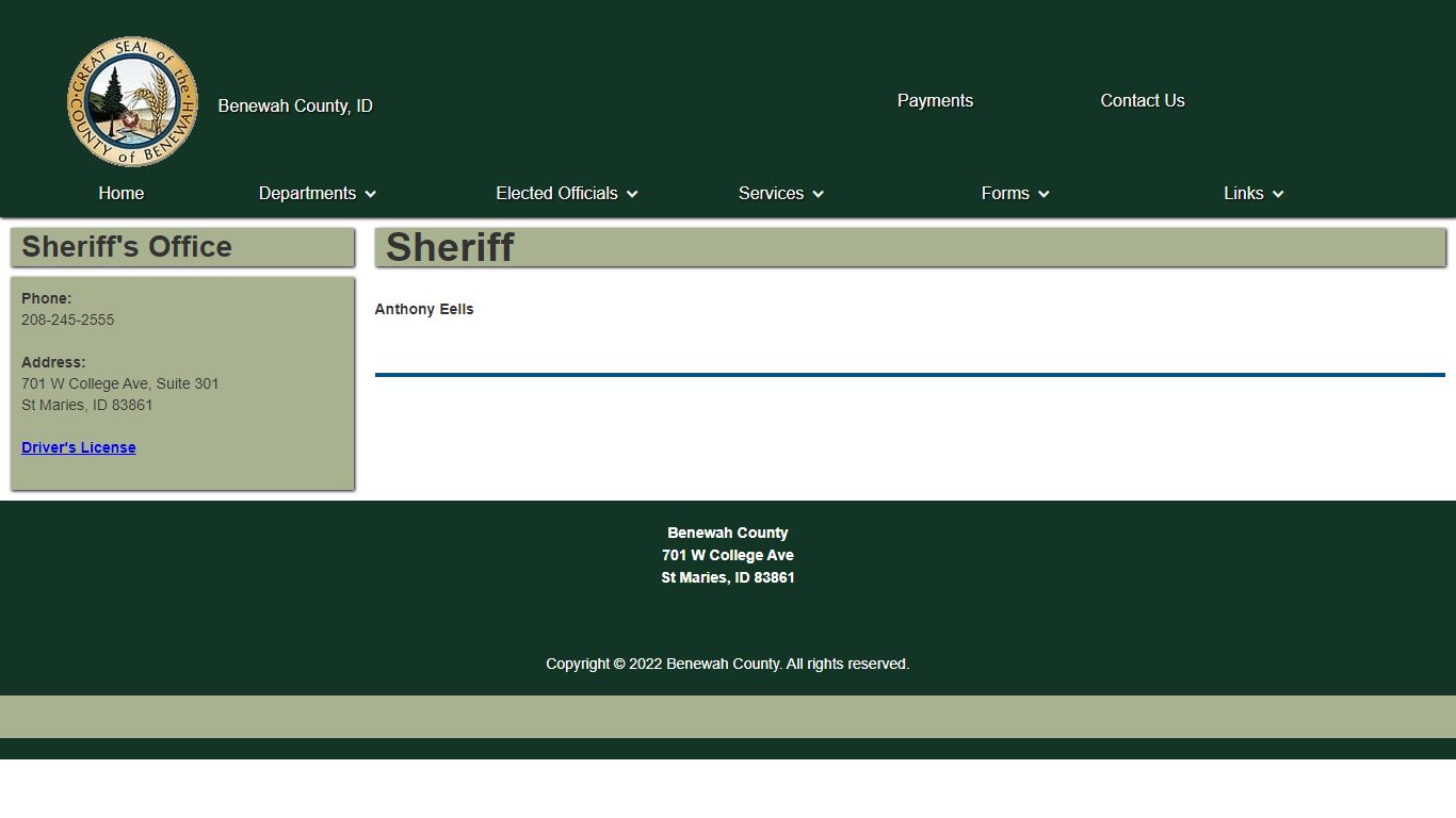 Sheriff - Benewah County, Id